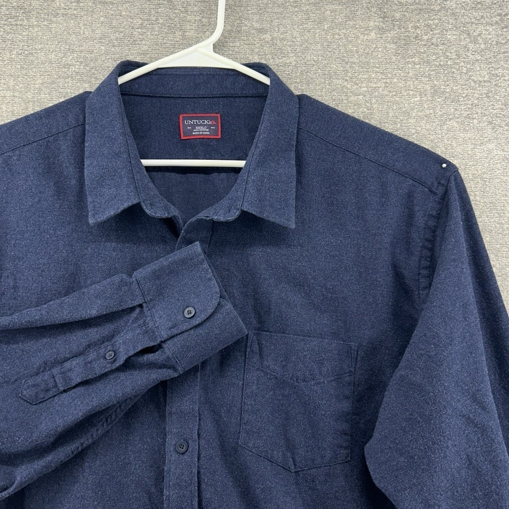 UNTUCKit Flannel Shirt Men Size XXXLC Blue Long Sleeve 100% Cotton Casual
